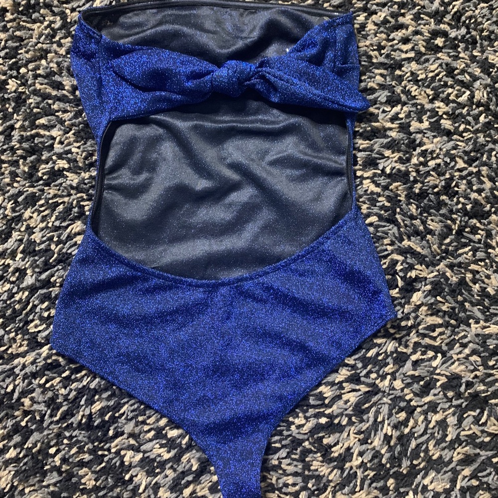 Y2K Small Shiny Blue Blāshe Bodysuit